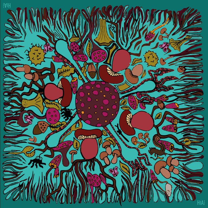 Mushroom Party Scarf - aqua for wholesale by Hia Paris