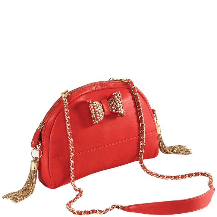 Assots London - Wholesale - 'MARYLAND' Red Designer Leather Half Moon Crossbody Bag2
