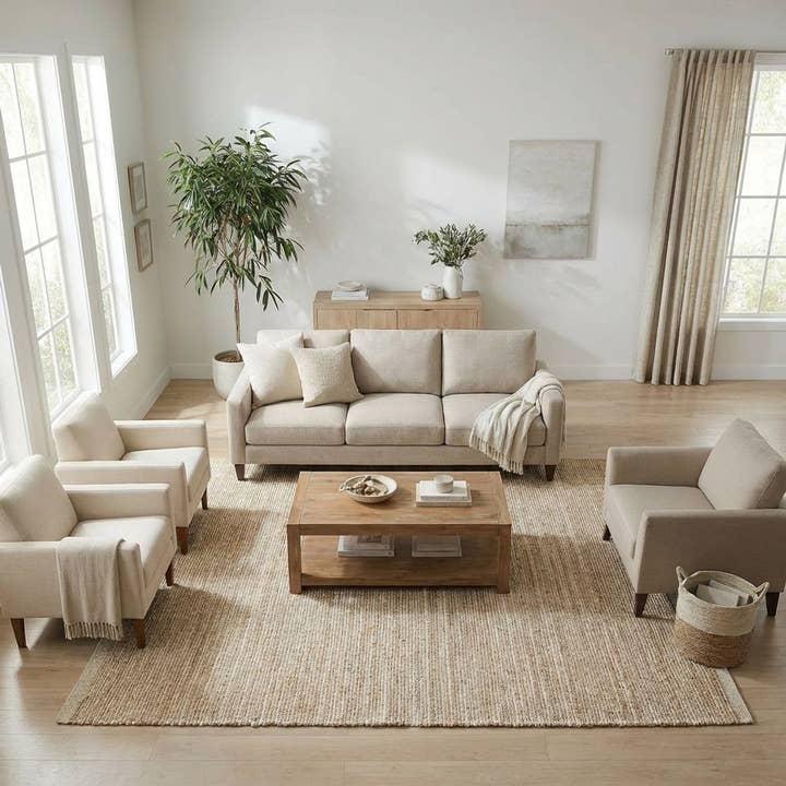 · REDEARTH · Jute Bomulds Tæppe - 9'x12' Rektangulært Tæppe, Bæredygtigt Håndvævet, Ikke-Fældende, Blødt & Holdbart – Vendbart, Neutrale Toner til Hjemmeindretning i Stue, Spisestue, Soveværelse for engroshandel hos REDEARTH