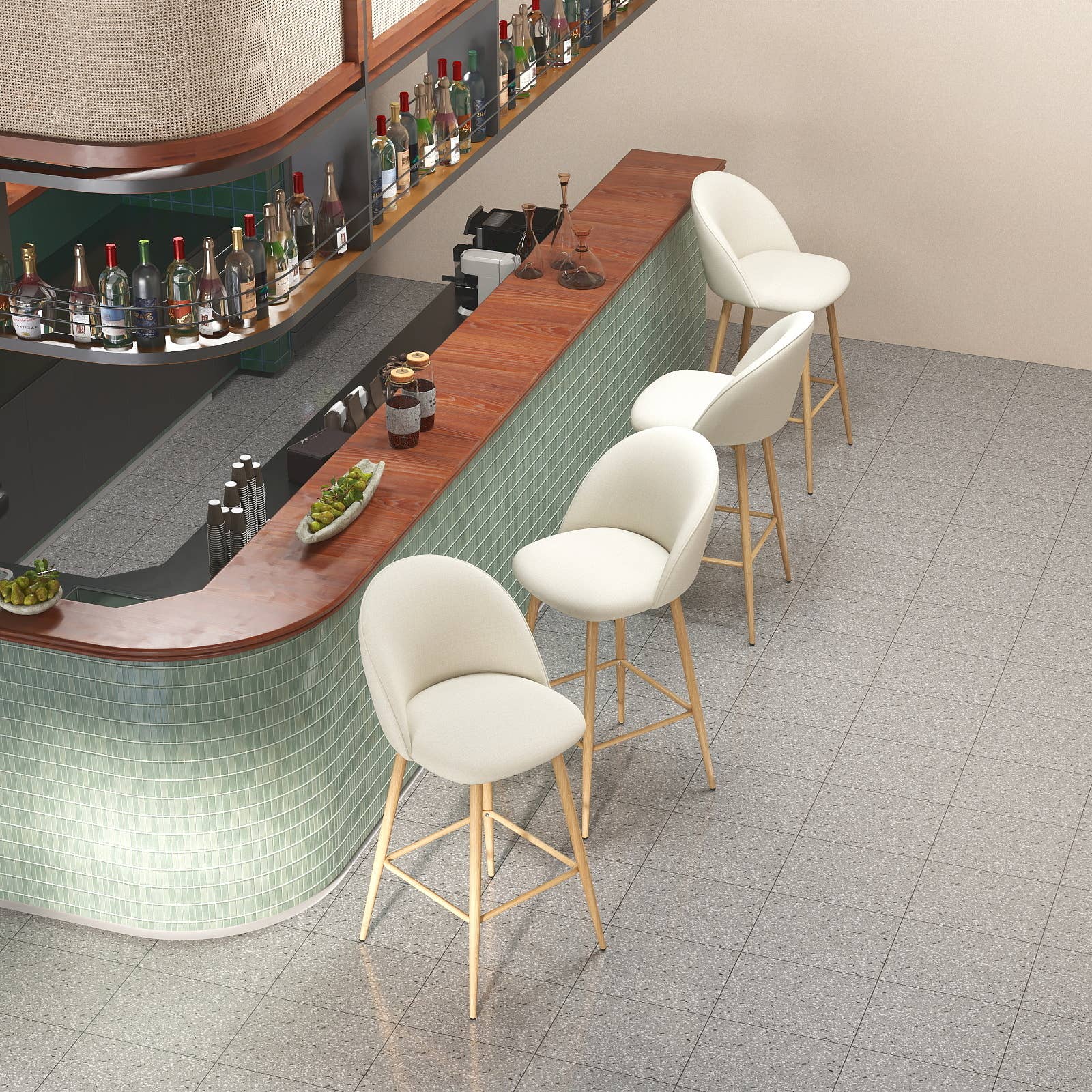 39F Inc. - Vente Tabouret - Tabourets de bar pivotants 26,8 pouces en tissu - Beige/Gris/Bleu21