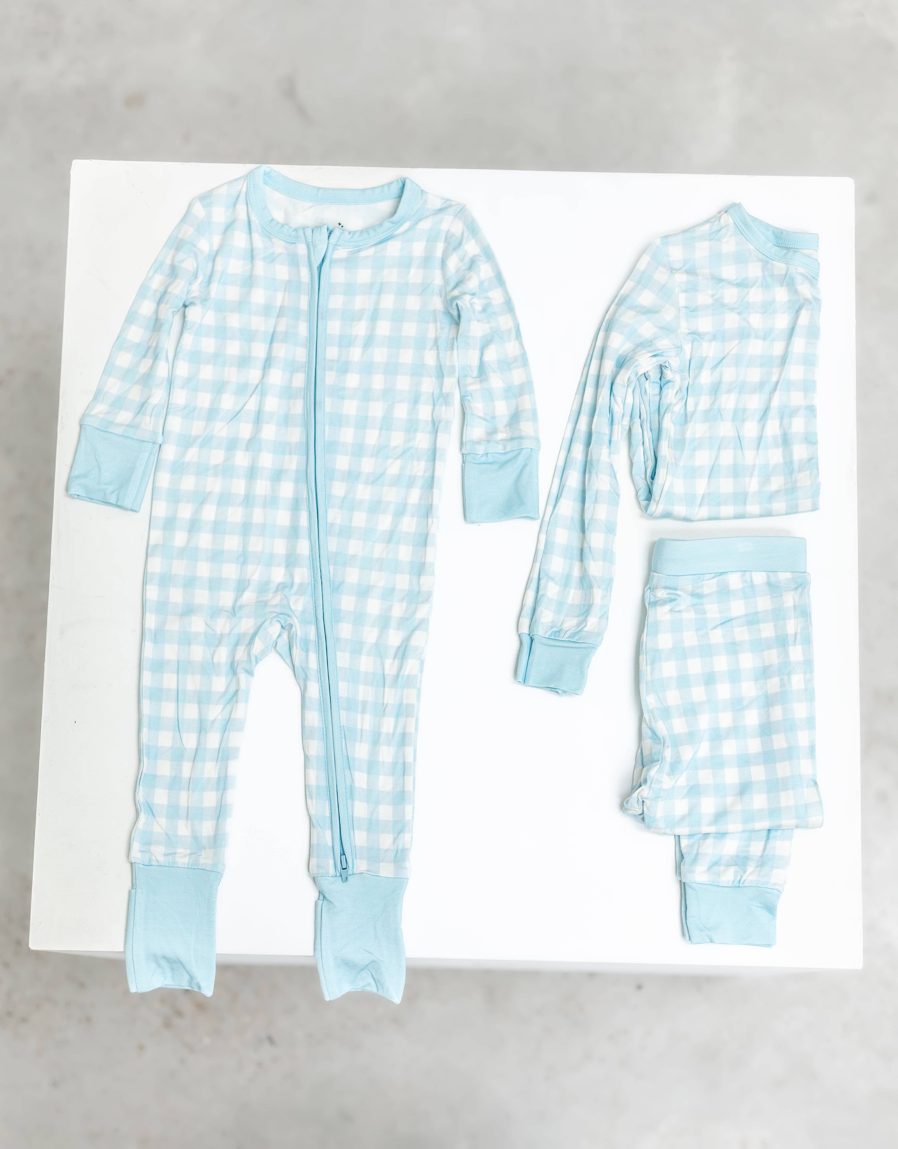 Gracie's Closet - Wholesale Sleepwear Set - Kids - Blue Gingham 2-Piece Toddler Bamboo Set6