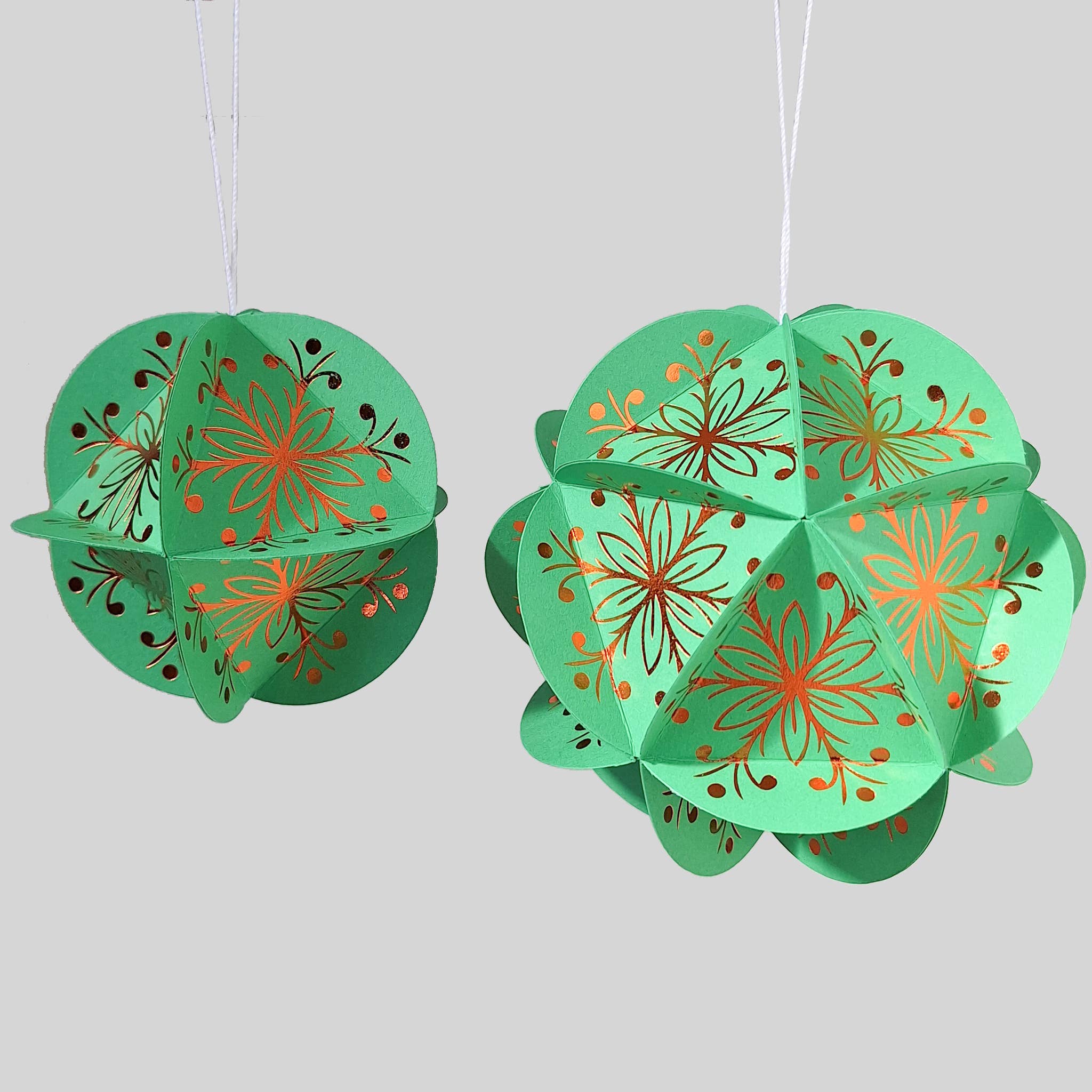 Kiss The Paper – wholesale DIY craft kit – Globe Ornament Kit - Leafy 20 sided - Copper/Green1