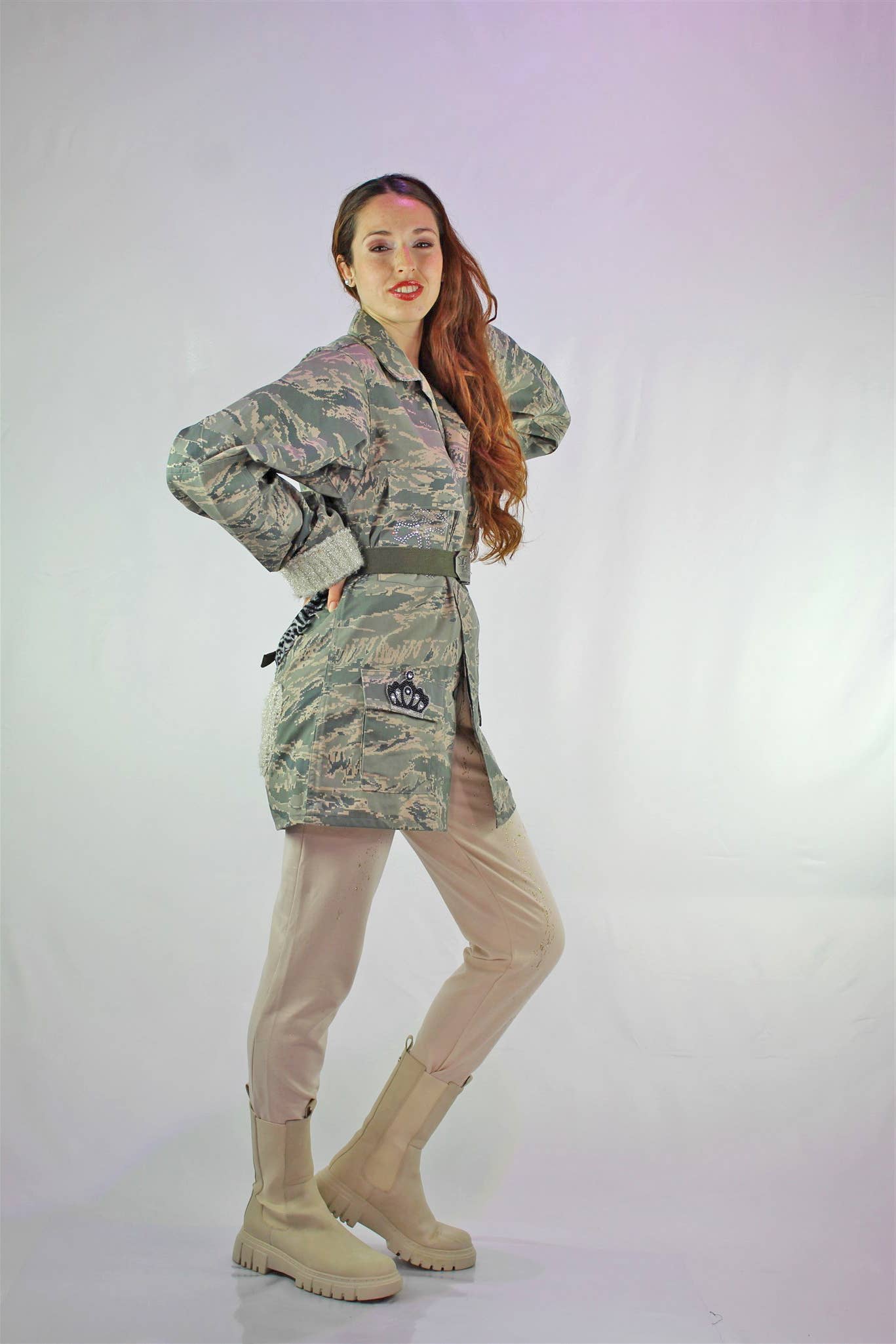 apiedinudinelparco - Wholesale Jacket - Women's - CAMO PATCH JACKET WITH FRINGES AND ANIMALIER UP-CYCLED GLITTER3