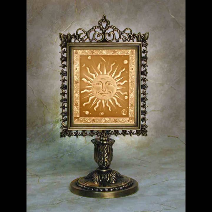 Mr. Sun Porcelain Lithophane Victorian Accent Lamp for wholesale by The Porcelain Garden Inc.
