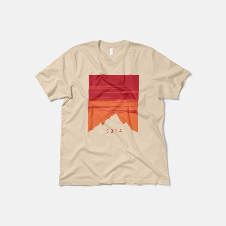 Colorado Sunset 14er Mountain T Shirt, Bella Canvas Unisex for wholesale by Hinterland Outdoors