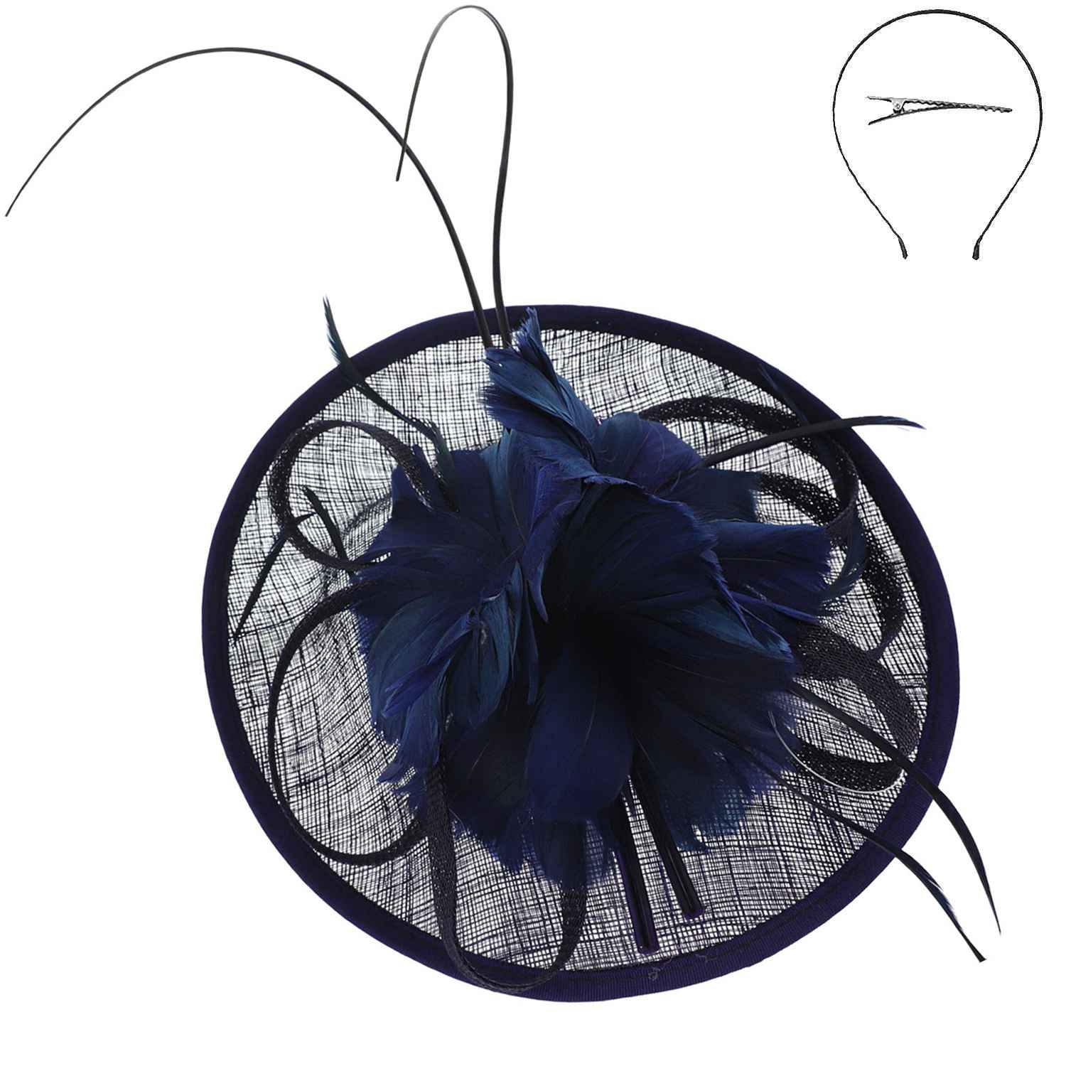 SP Sophia Collection - Wholesale Fascinator Hat - Women's - Feather Flower Sinamay Mesh Fascinator1