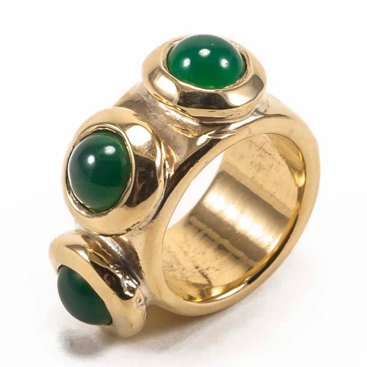 Punk large à trois branches avec onyx vert pour la vente par Rebecca Nadler Designs