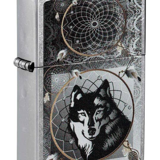 Briquet Zippo Attrape-rêves Loup Indien Aiguisé pour la vente par Lighter King