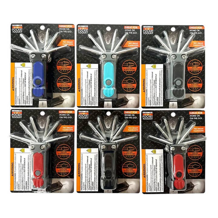Roughneck Pocket Tool Kit Screwdriver Light Assortment Bulk for wholesale by Novelty Closeout