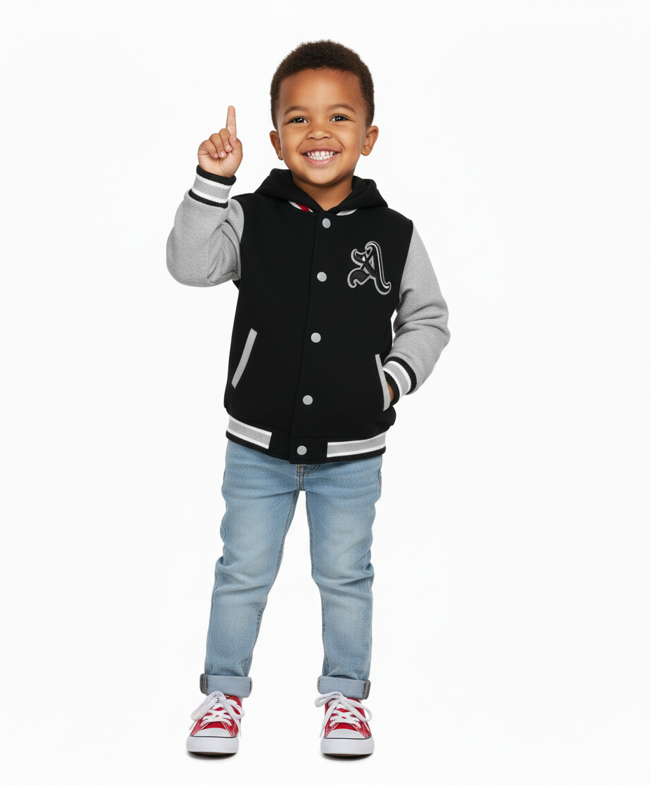 Unik - Wholesale Varsity/Baseball Jacket - Kids - Boys Varsity Jacket Casual Outerwear With Hoodie 2-46