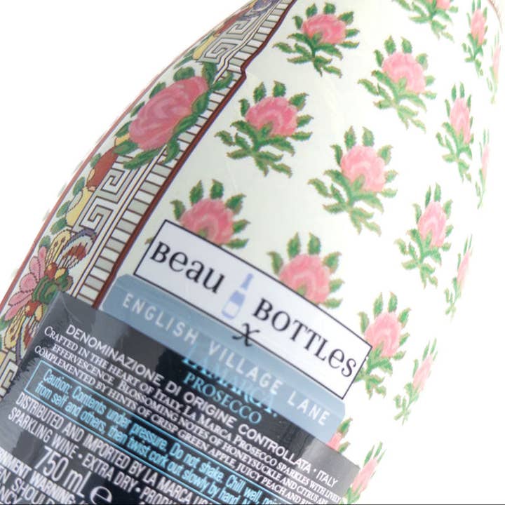 Beau Bottles - Wholesale Wine Gift Bag - Beau Bottles x English Village Lane - Rose Medallion - Prosecco Collection4