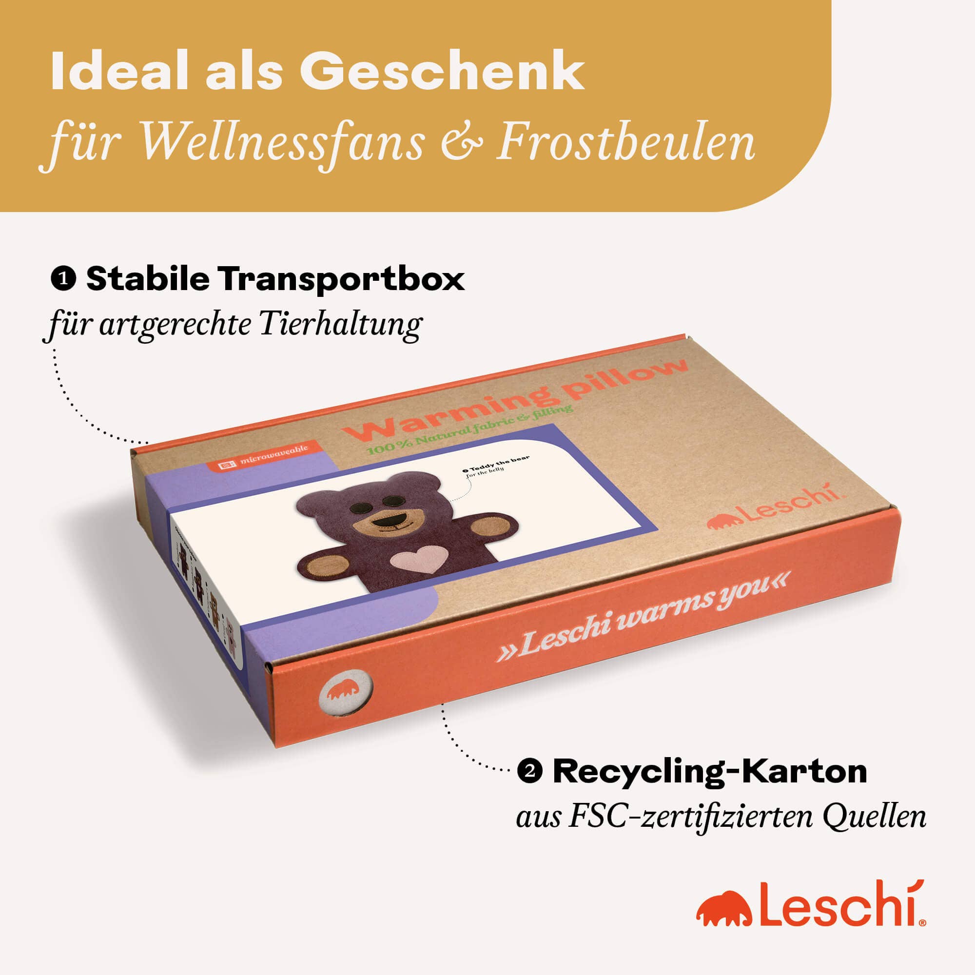 Leschi - Wholesale Hot/Cold Compress - Organic grain pillow for microwave, warming pillow belly teddy2