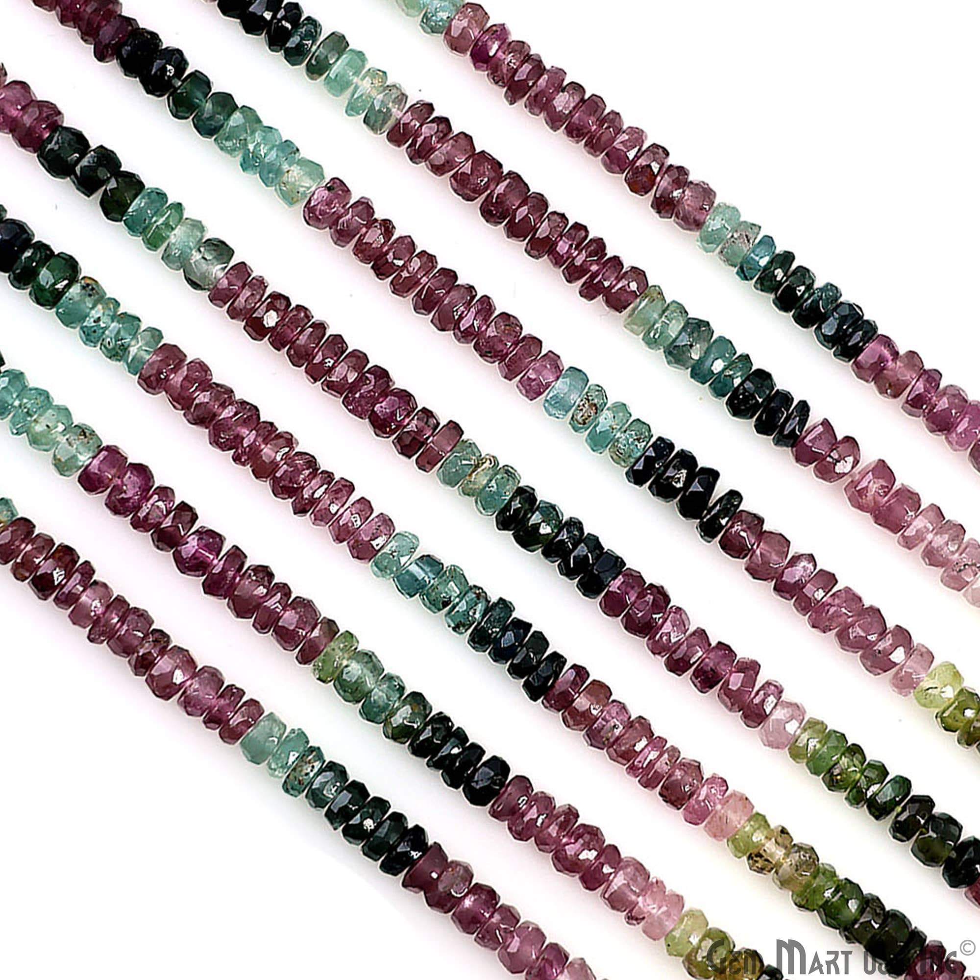GemMartUSA - Vendita all'ingrosso Perline - Perline rondelle in tormalina sfaccettata, filo di gemme da 31,75 cm, 3-4 mm4