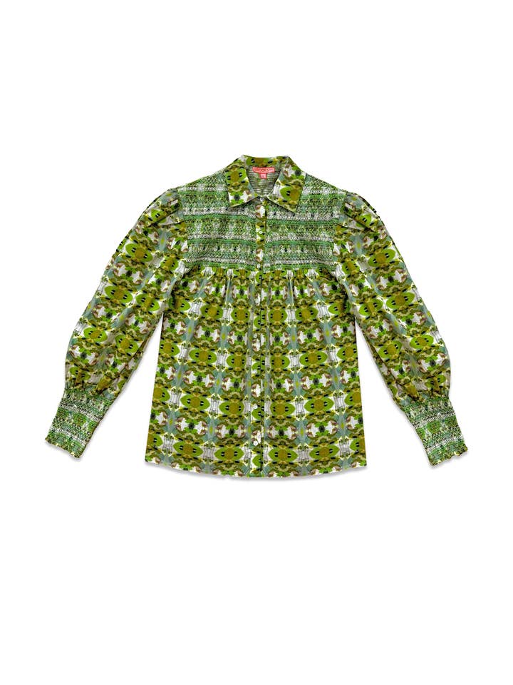 Brooks Avenue - Wholesale Button Down Shirt - Women's - Penelope Smocked Blouse - Camo3