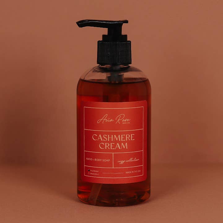 Cashmere Cream Hand + Body Liquid Soap - Cozy Collection for wholesale by Aria Rose Bath Co