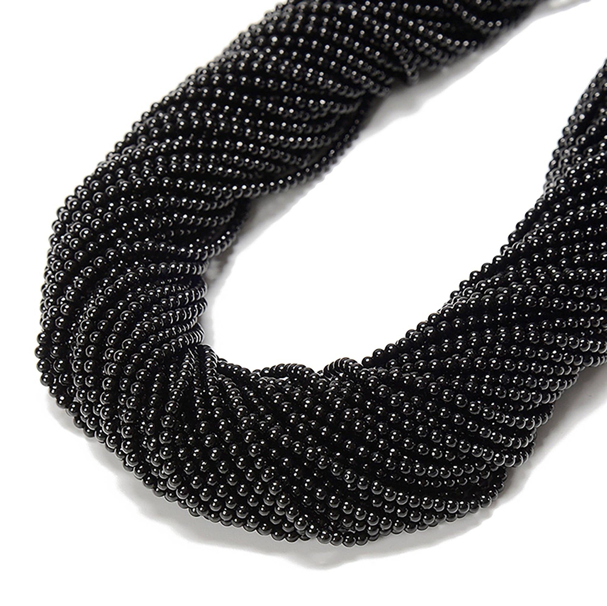 CRCBEADS - Wholesale Beads - Black Onyx Smooth Round Beads Size 2mm 3mm 15.5'' Strand1