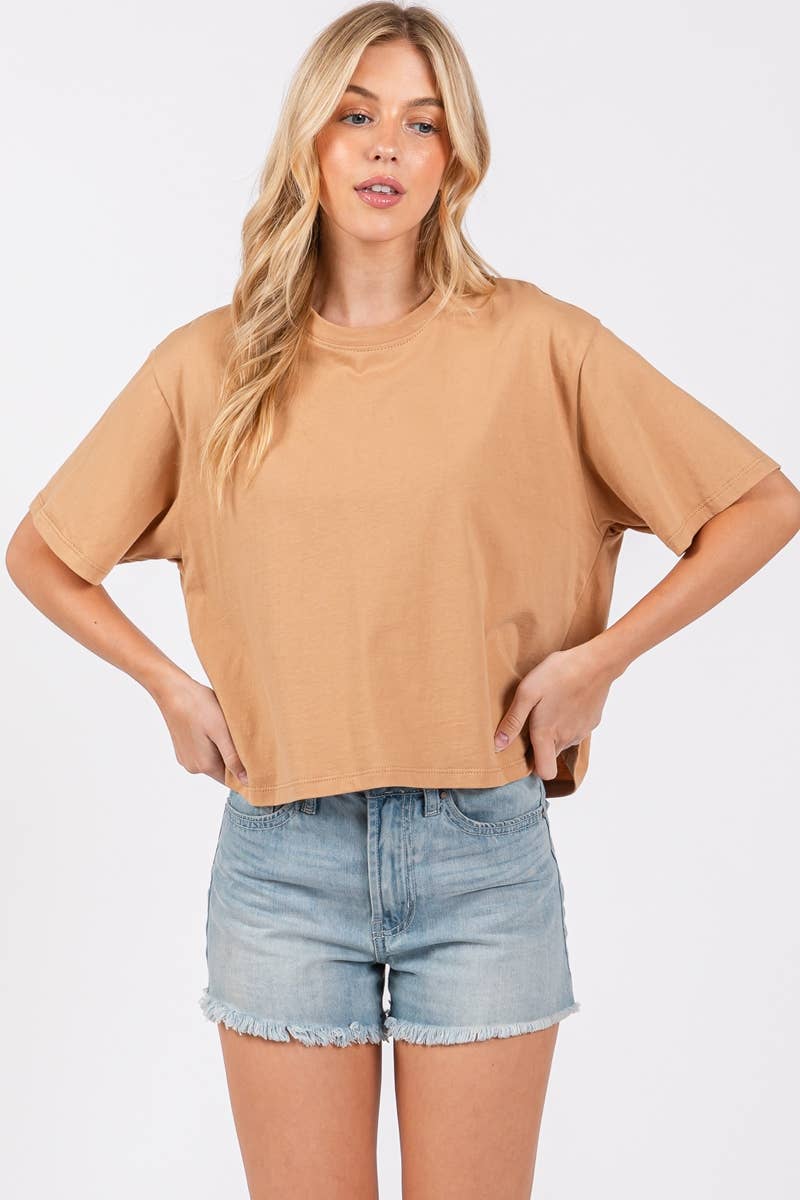 Foryeri - Wholesale T-Shirt - Women's - S/S RELAXED FAUX CROP TEE2