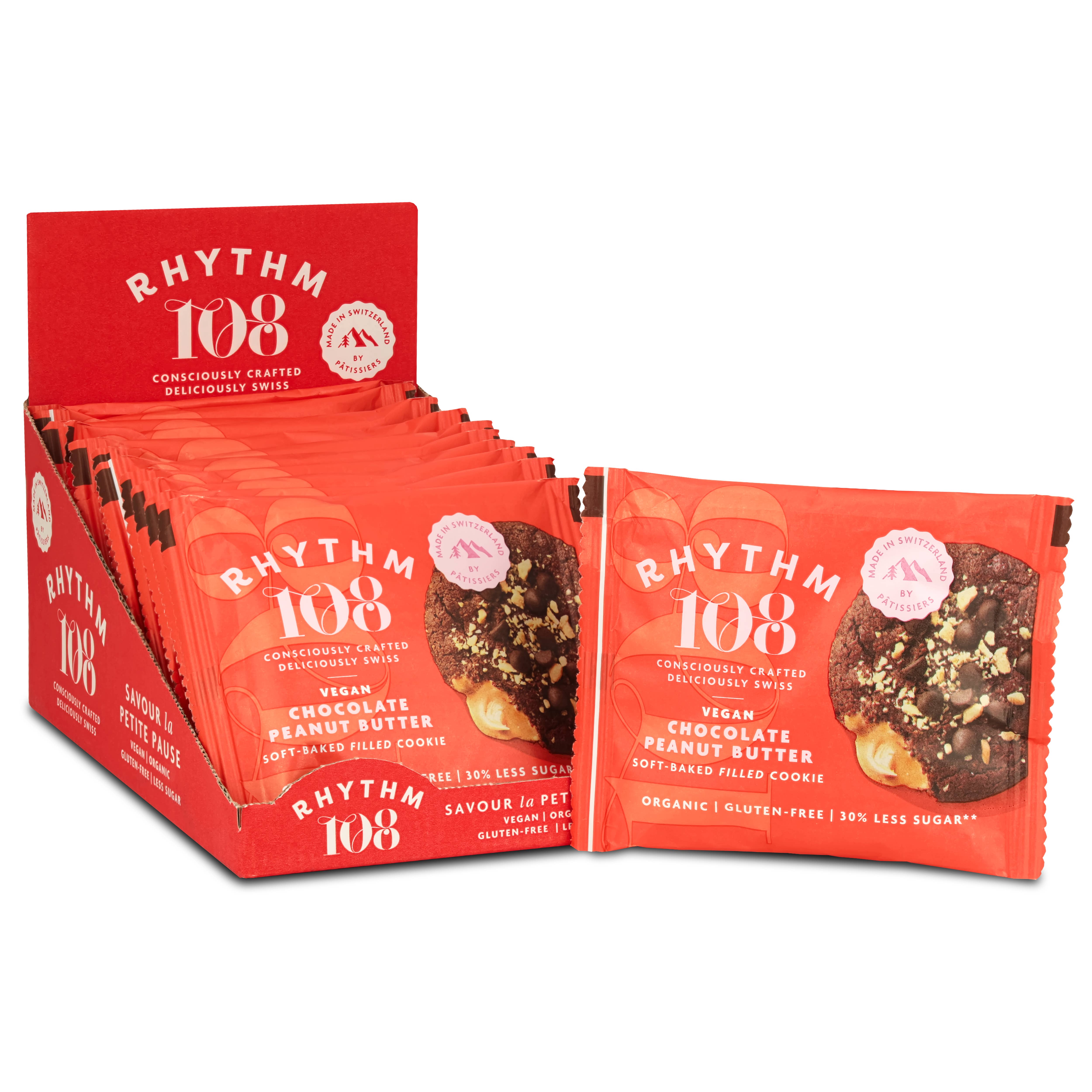 Rhythm108 – Großhandel Cookie – Veganer Schokoladen-Erdnussbutter-Keks mit weichem Kern, 50 g4