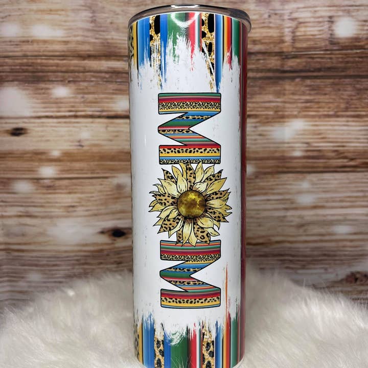 Serape / Cheetah Mom Sunflower for wholesale by Noel & Co Tumblers