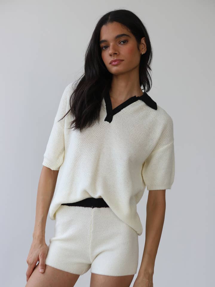 Doris Oversized Polo - Creme for wholesale by Callahan Knitwear