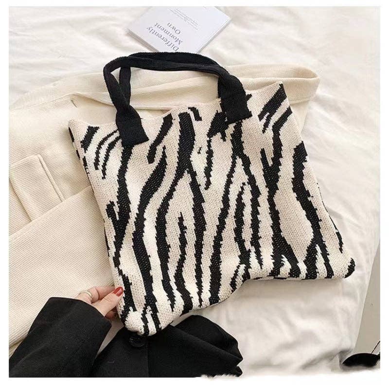 ShieldChic – Engroshandel Tote bag - Dame – Hæklet Net Taske Skuldertaske Stribet Taske9