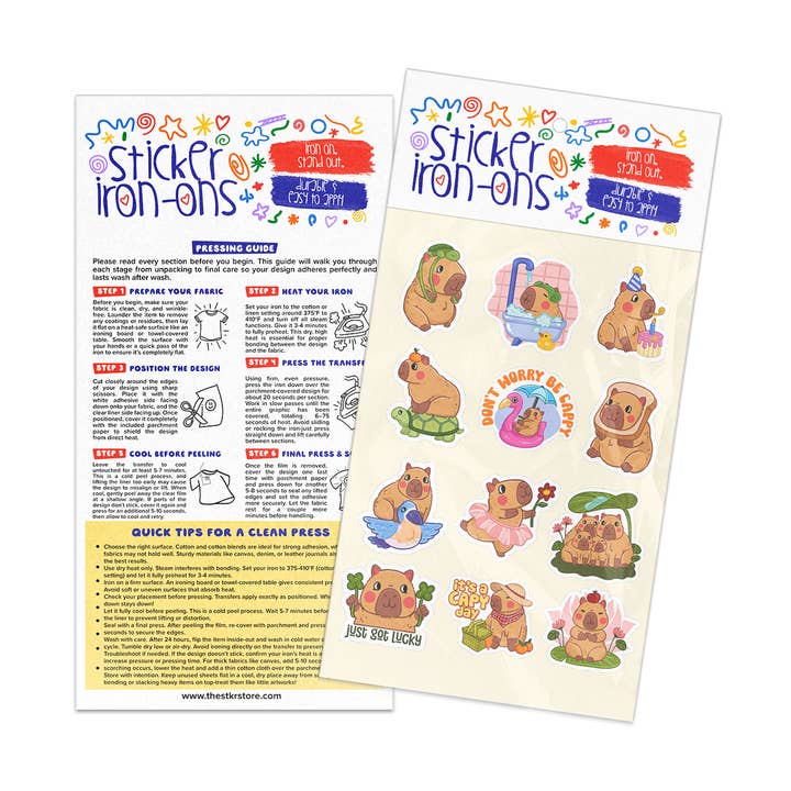 Capybara Critters Sticker Iron-Ons for wholesale by Girls Printing House