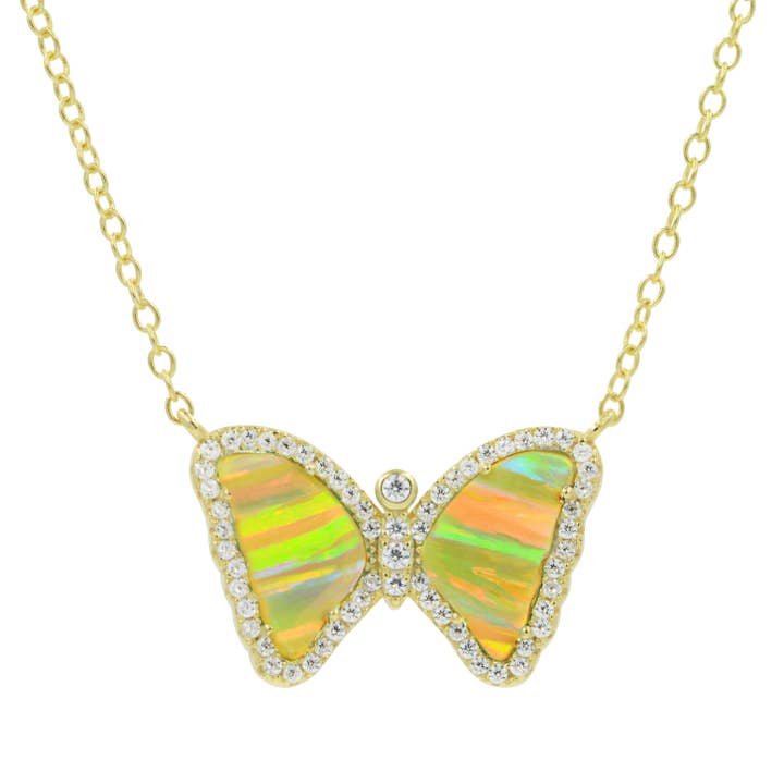 Kamaria Jewelry - Wholesale Pendant/Charm Necklace - Mini Opal Butterfly Necklace
