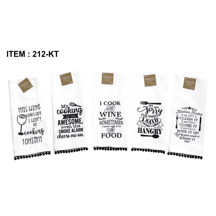 Lustige Sprüche Pom-Pom Fransen Geschirrtücher Fischgrätmuster für den Großhandel von Mabelle Home