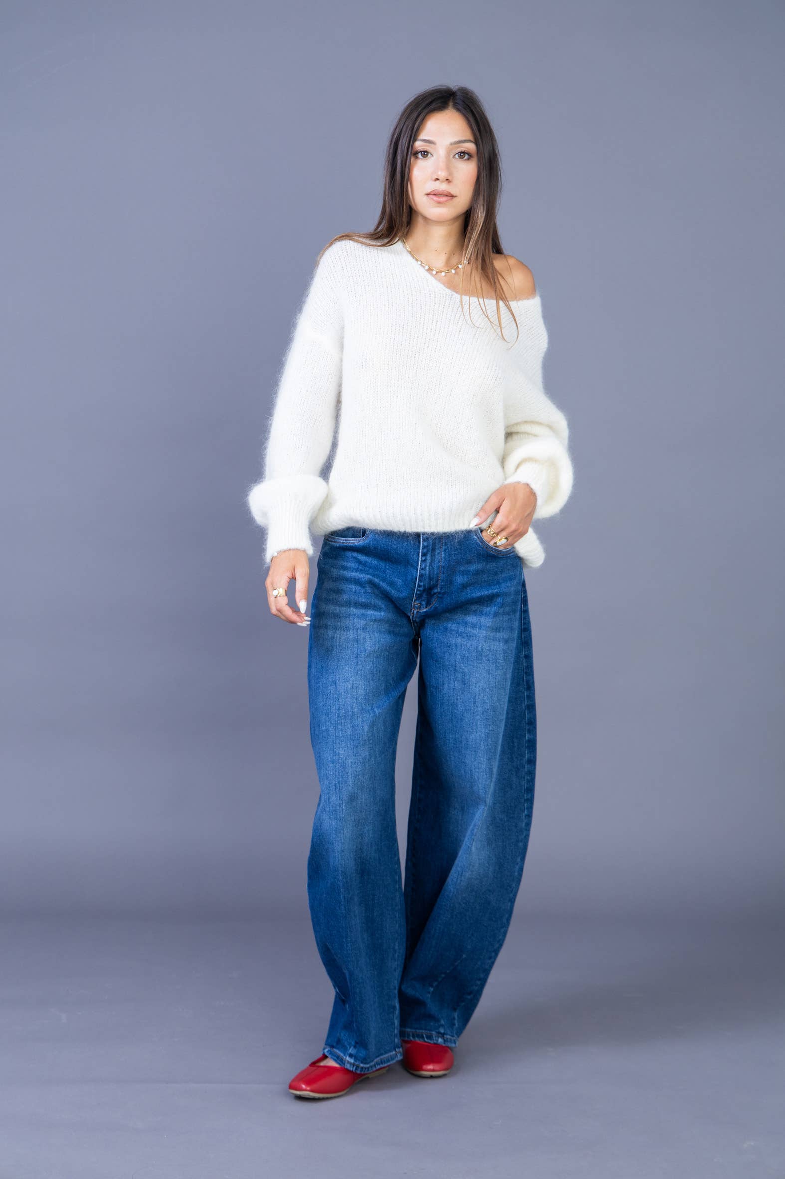 ANA & LUCY – calças de ganga - Mulher por atacado – Jean barril solto (Extra Balão) « Melina » - ANA & LUCY13