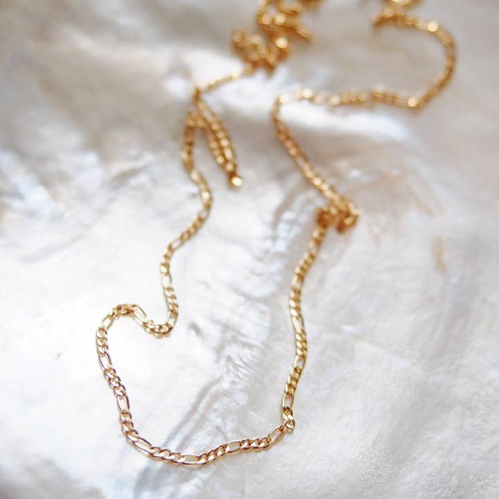 Ke Aloha Jewelry - Wholesale Link & Chain Necklace - Gold Filled Dainty Figaro Chain Necklace - Halani