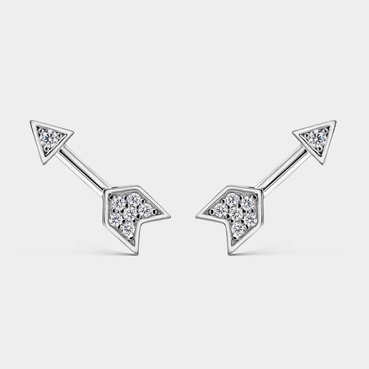 Arrow of Love sølv øreringe med zirkoner for engroshandel hos Itemporality