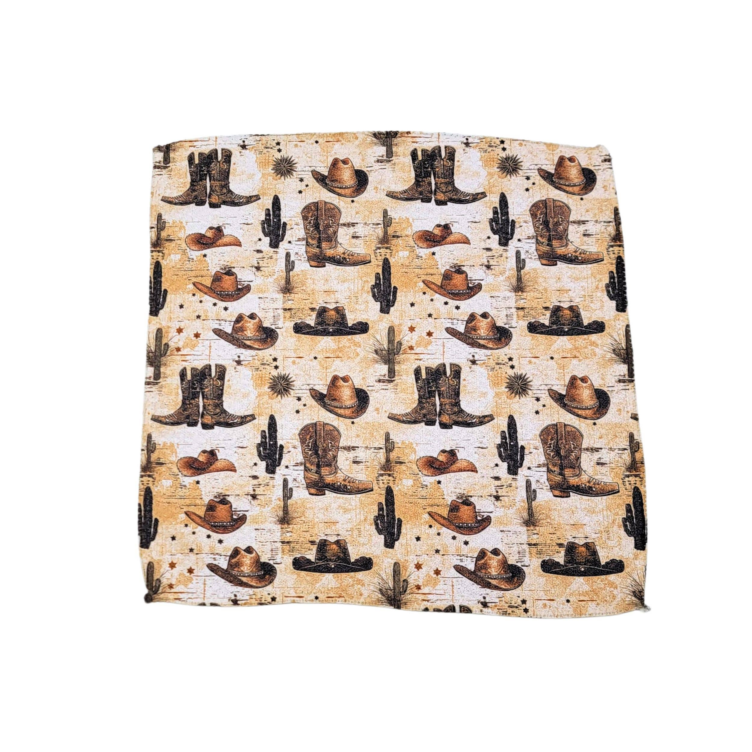 Driftless Studios - Wholesale Dishcloth - Western Cowboy Hat & Boots Waffle dishcloth - Western Decor0