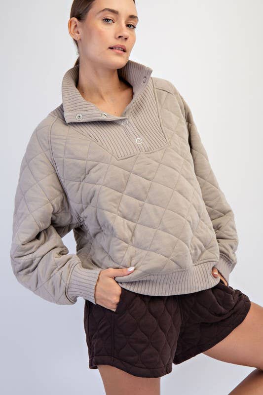 Sunday Morning - Venta al por mayor Sudadera - Mujer - T350037-Pulóver Acolchado de Manga Larga con Broches19