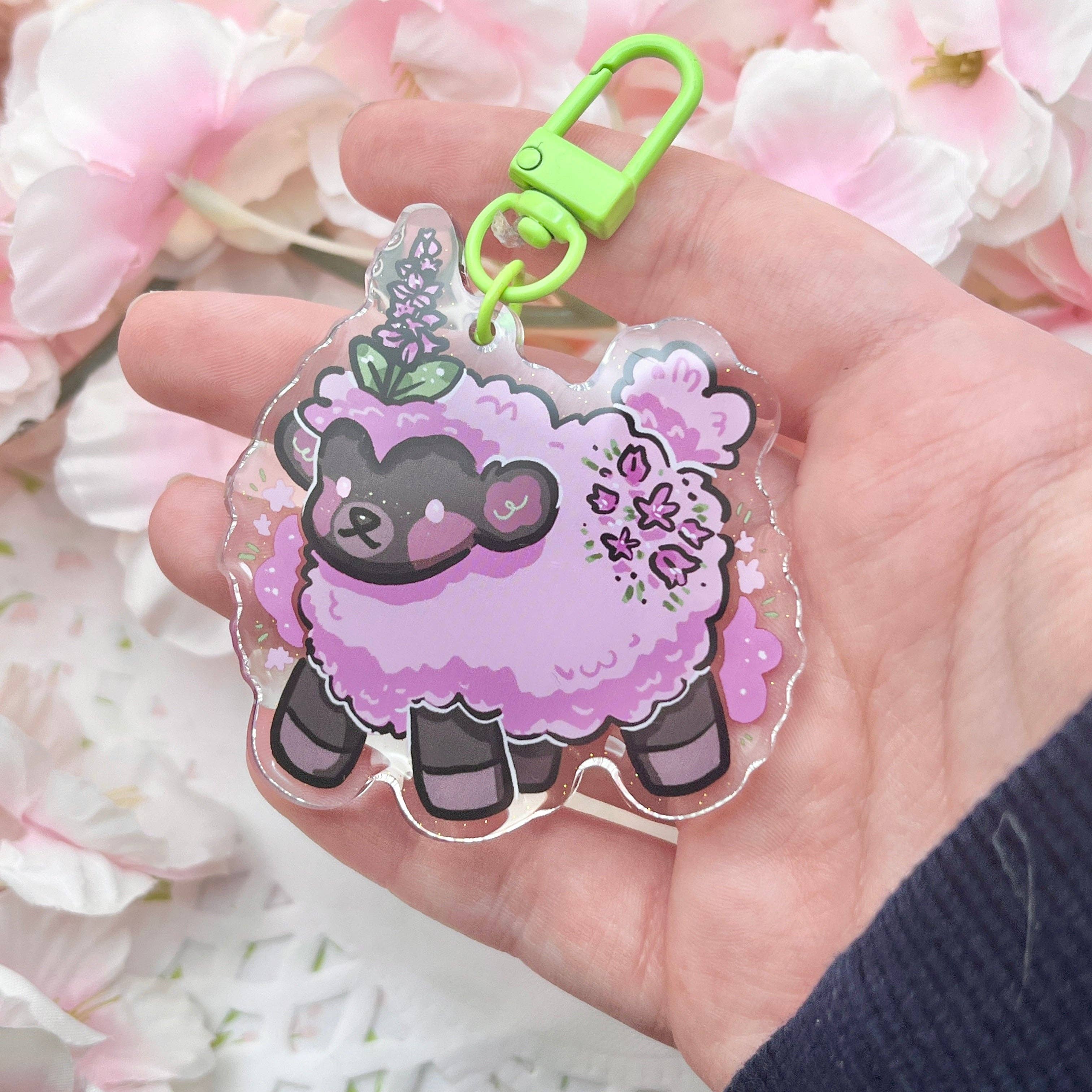 Woolblossom - Wholesale Keychain - Women's - Heather Sheep ~ Glitter Acrylic Keychain Charm3