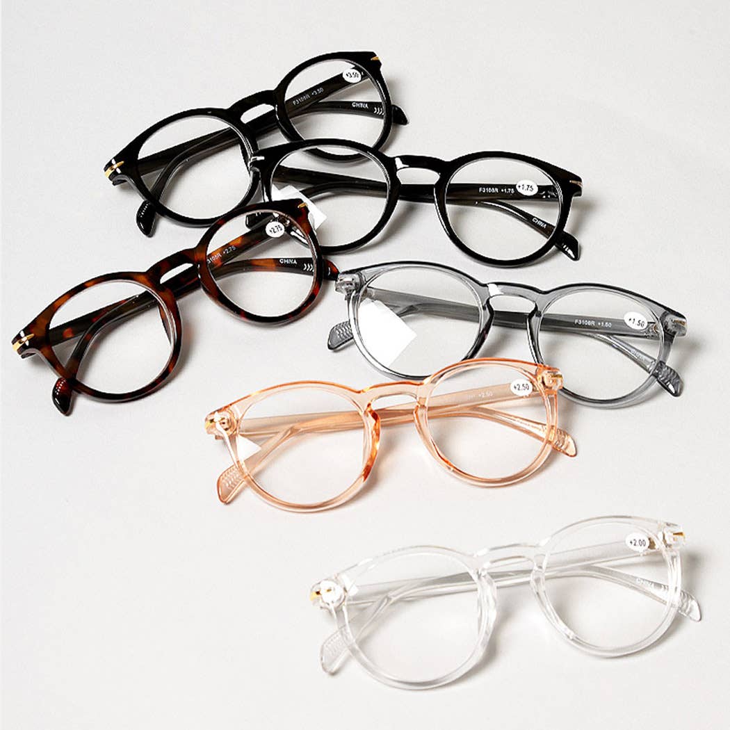 12 ASSORTEREDE FARVER Unisex runde fed ramme læsebriller for engroshandel på Faire1