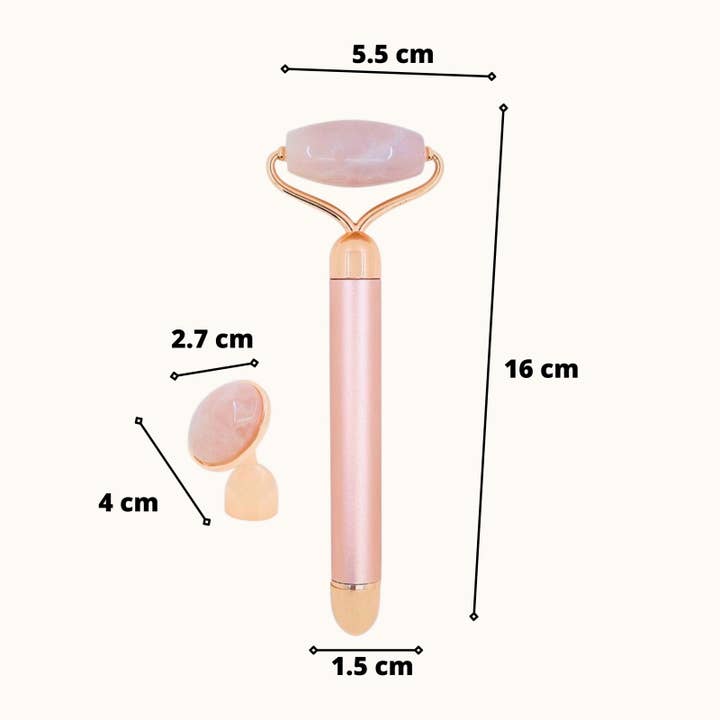 Zen'Arôme - Vente Rouleau beauté/visage - Roller Masseur visage électrique Quartz Rose double tête6