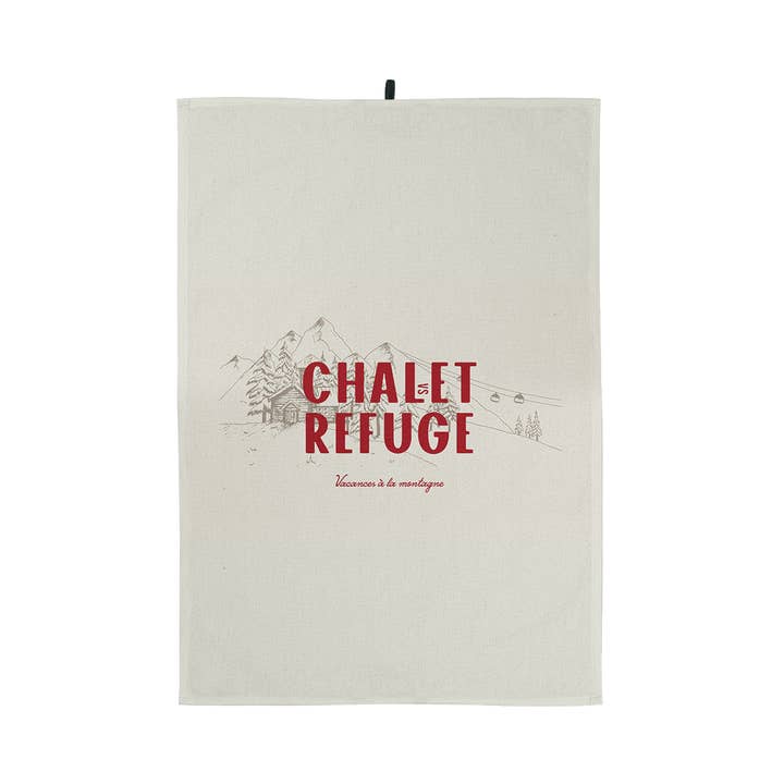 Chalet vs Refuge tea towel for wholesale by Coast and Valley