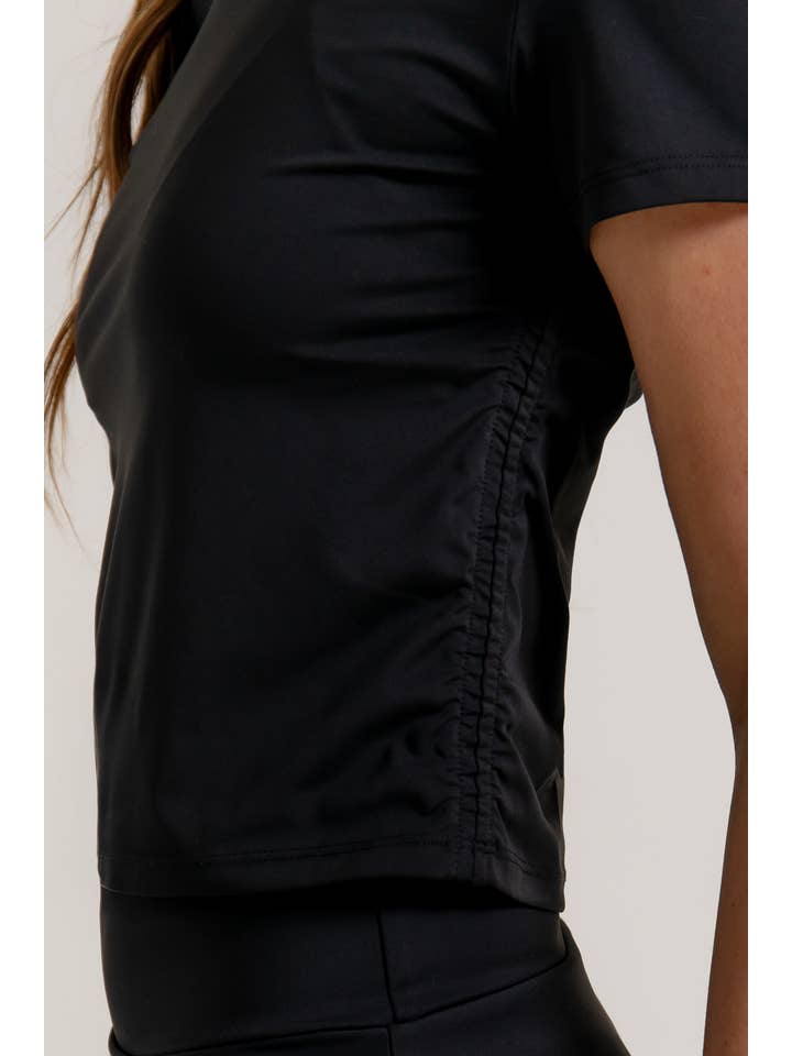 Active Basic | Active USA - Wholesale Athletic Top - Women's - SHORT SLV SIDE RUCHED ACTIVEWEAR TOP4