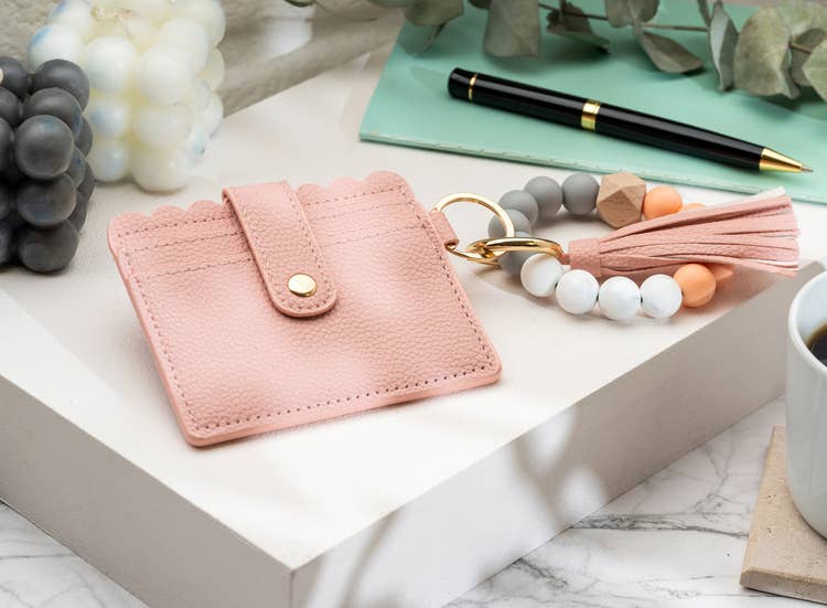 American Leather Goods - Wholesale Wallet - Women's - Leather Keychain Wallet With Wristlet Bangle Bracelet30