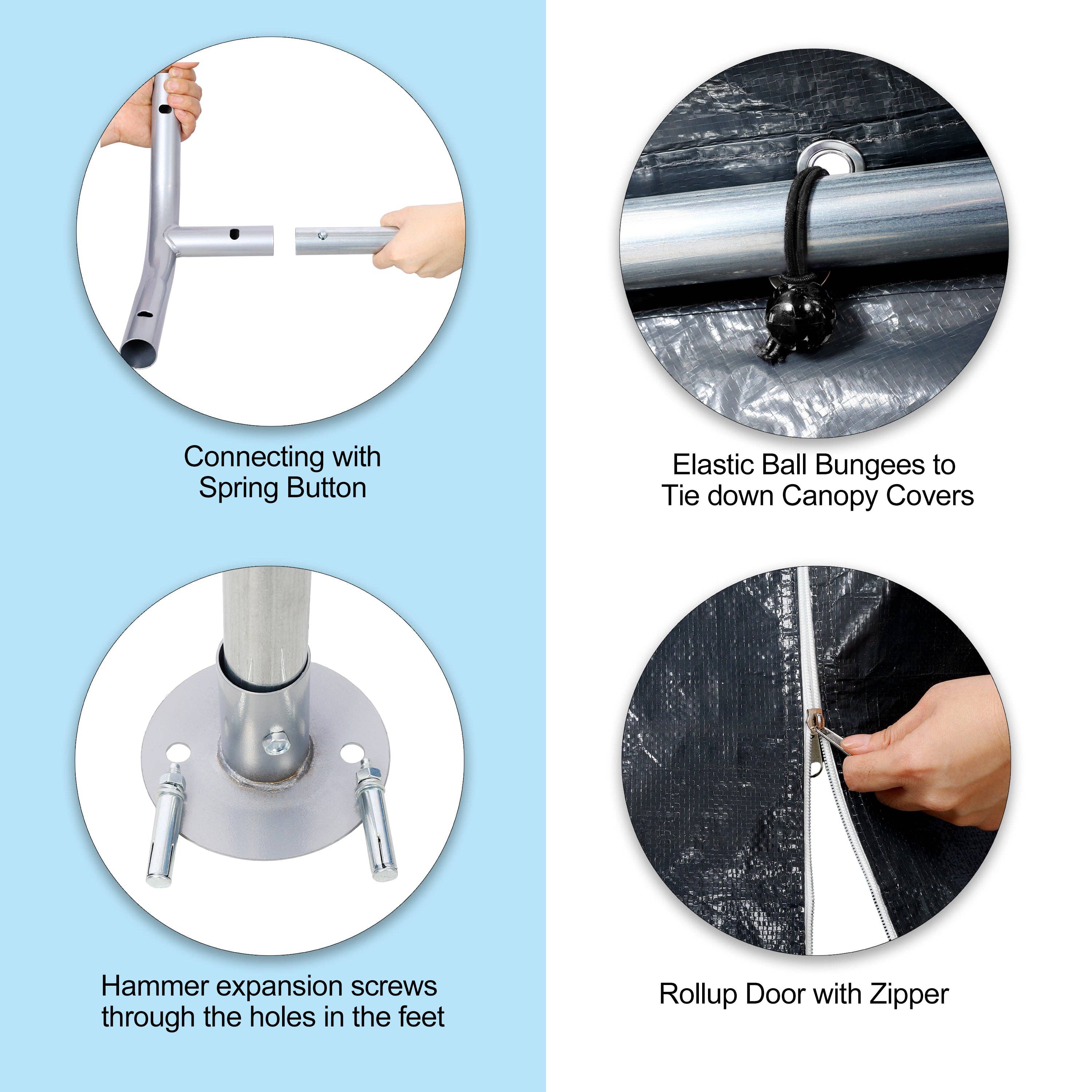 39F Inc. - Wholesale Tent - 10x20ft Heavy Duty Portable Carport Garage with Doors, Grey9