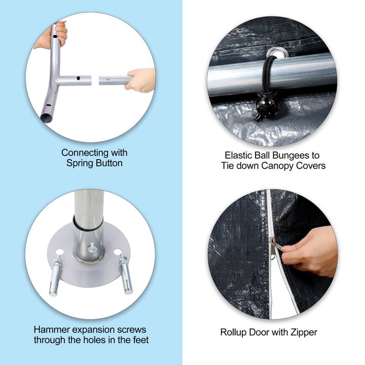 39F Inc. - Wholesale Tent - 10x20ft Heavy Duty Portable Carport Garage with Doors, Grey9