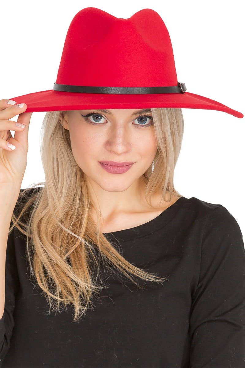 Cap Zone - Wholesale Fedora - Women's - Premium Two Tone Fedora Wide Brim With Belt 2