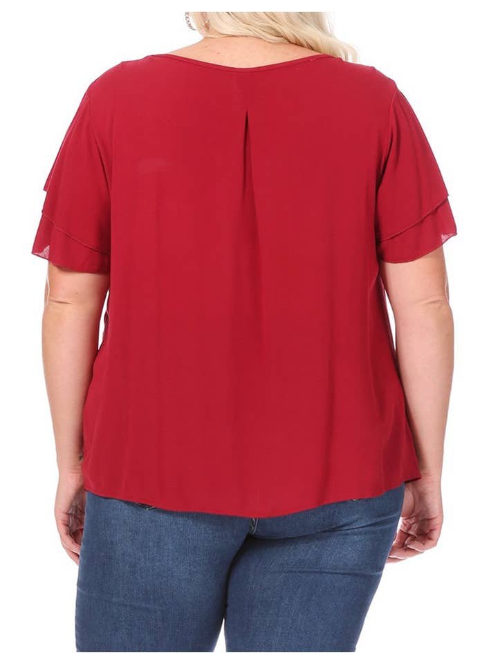 MOA COLLECTION - Wholesale Blouse - Women's - Women's Plus Size Short Sleeve Round Neck Blouse Top6