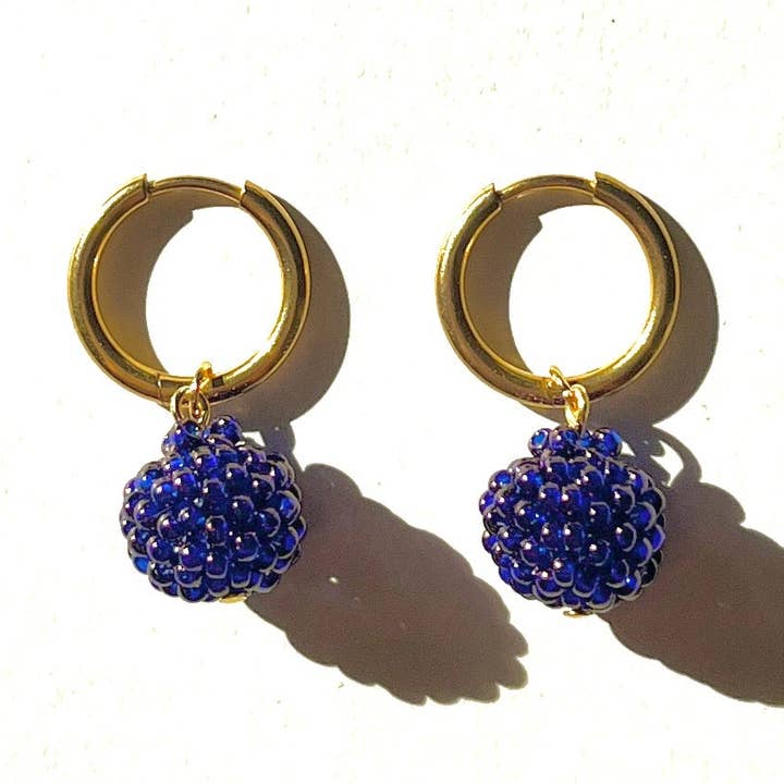 BEADED BLUEBERRY EARRINGS for wholesale by Dream Song