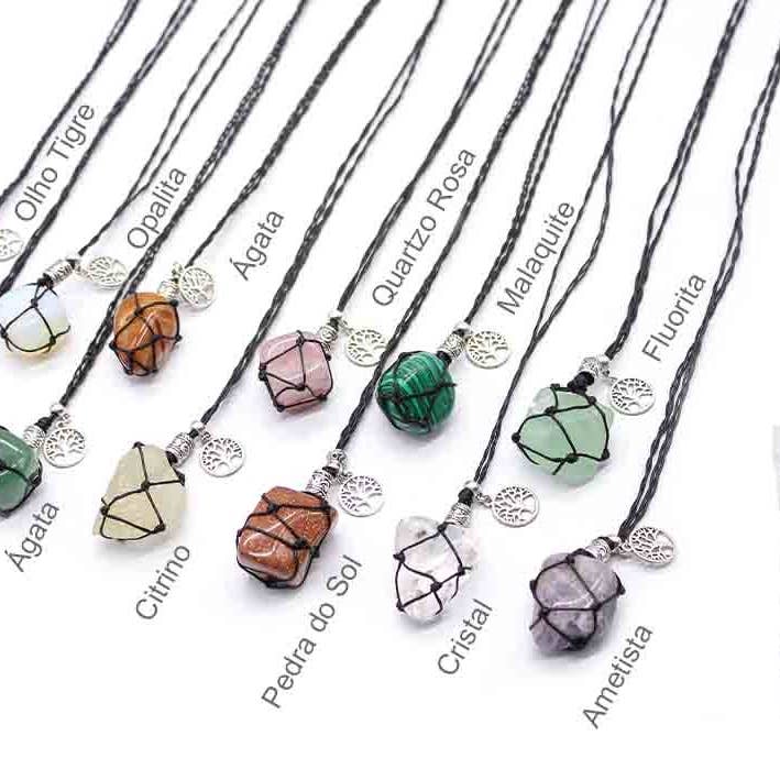 Esoterica Arte - Wholesale Pendant/Charm Necklace - Semi-Precious Natural Stones Necklaces (12 units)