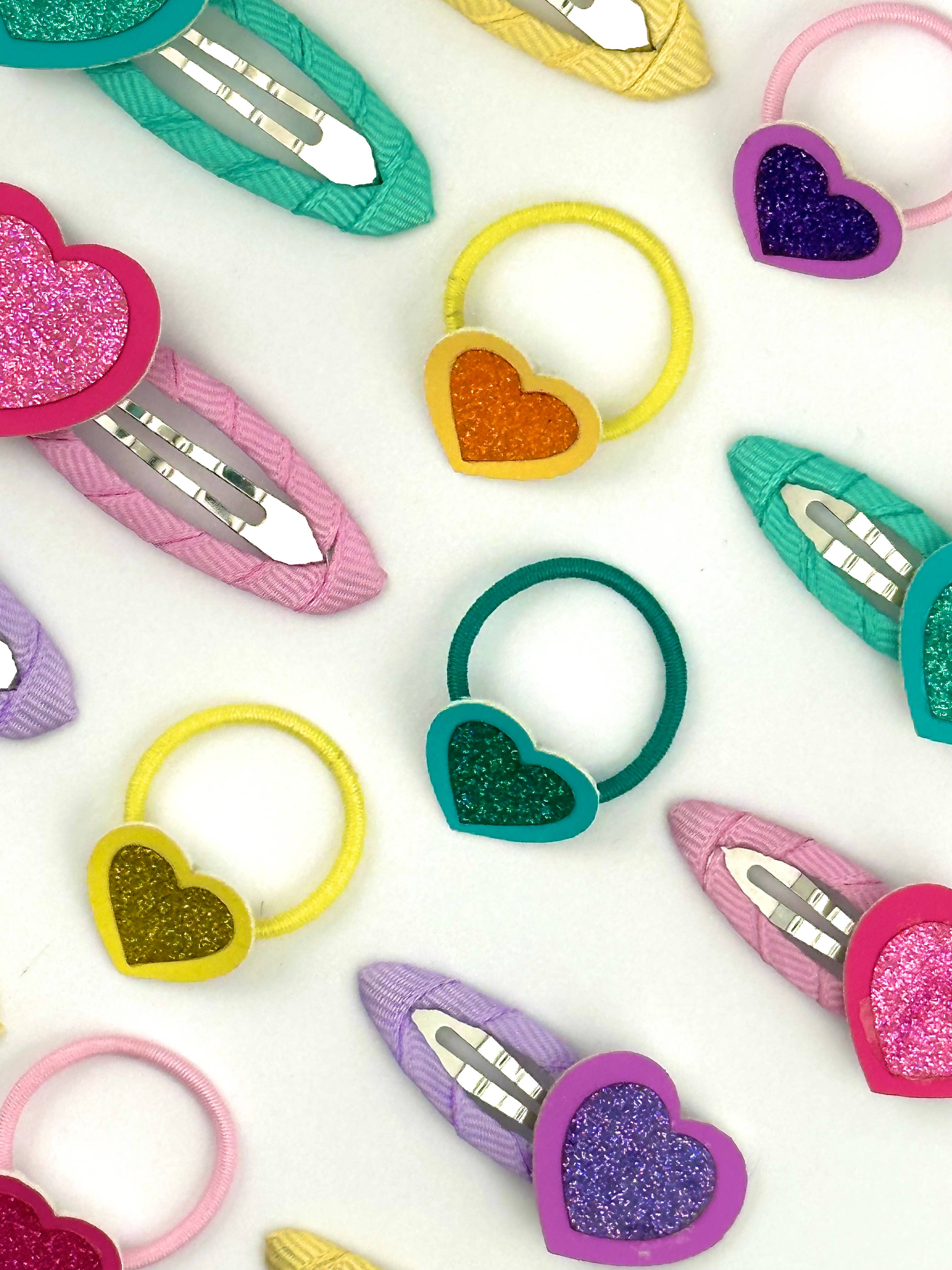 Bluebell Petite - Wholesale Hair Tie - Kids - Heart Glitter Hair Ties7