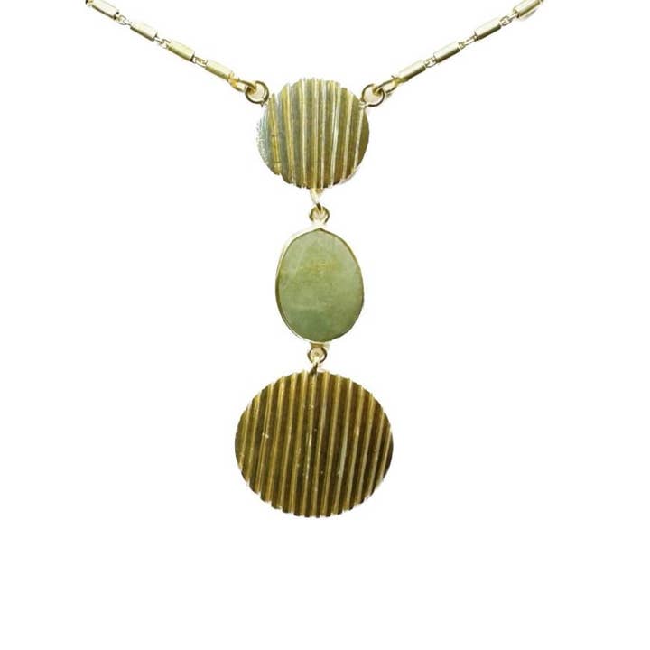 Gold and Stone double side Handmade Pendant Necklace for wholesale by MERRY DOVE