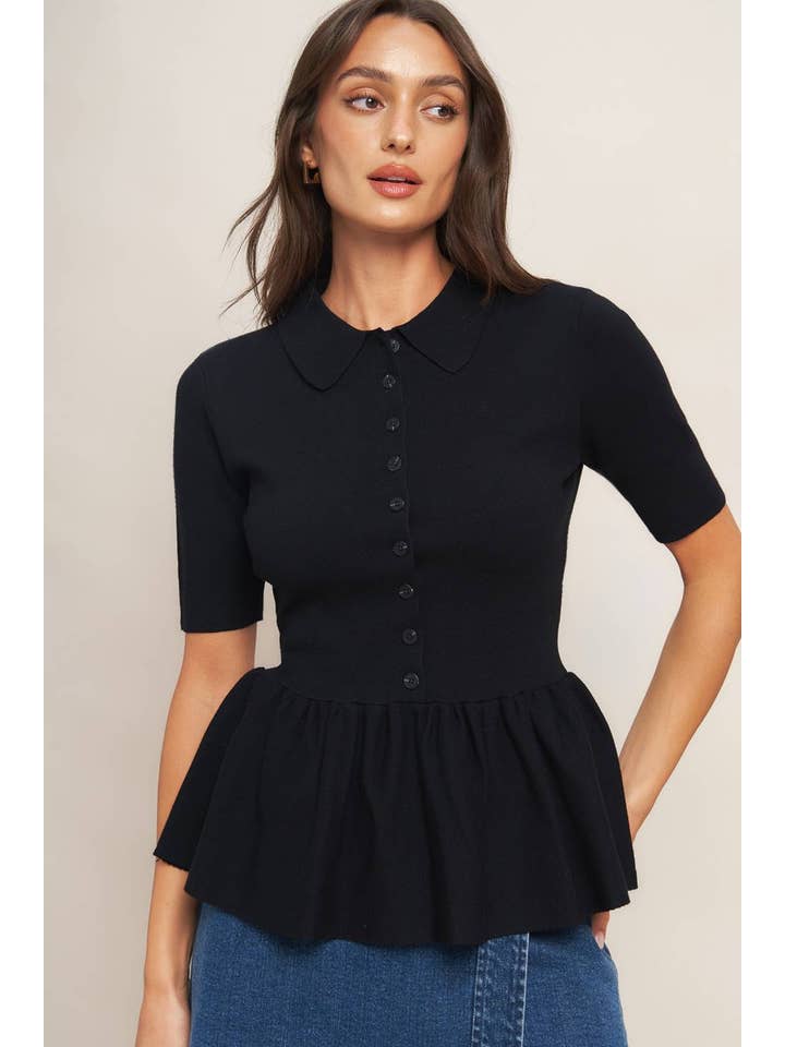 A solid woven top - ISW5387 BLACK for wholesale on Faire1