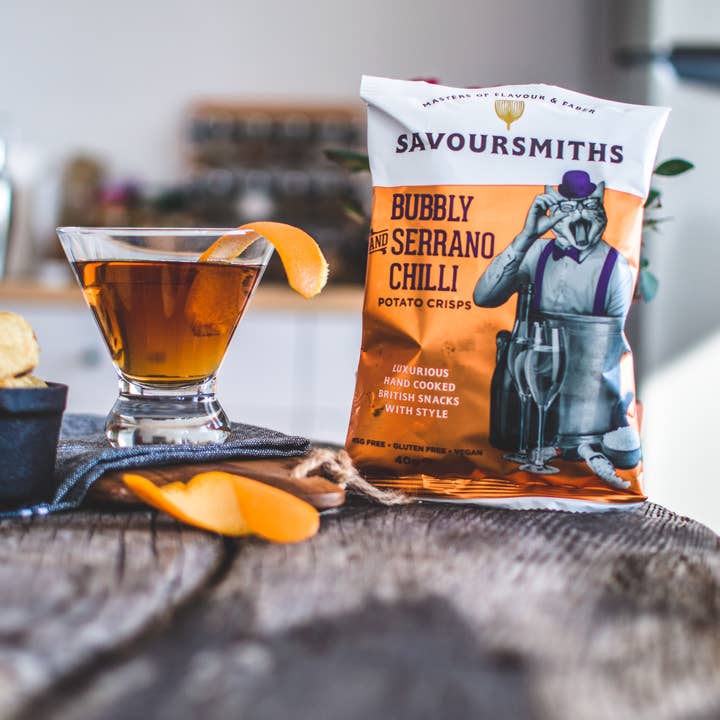 Savoursmiths – wholesale Crisps – Savoursmiths Bubbly and Serrano Chilli Potato Crisps 150g2