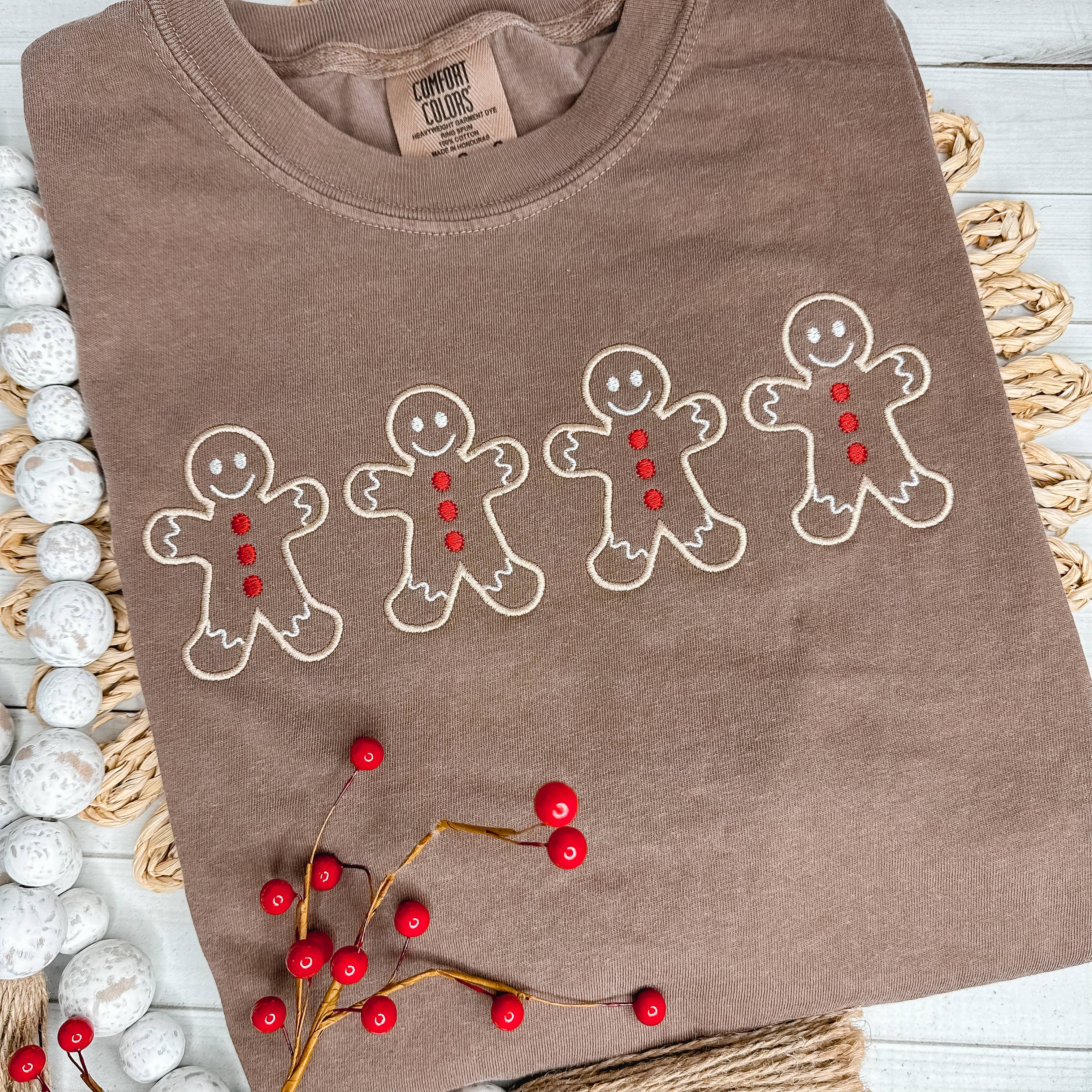 Stitching by Sally - Wholesale T-Shirt - Women's - Gingerbread Men Embroidered Shirt0
